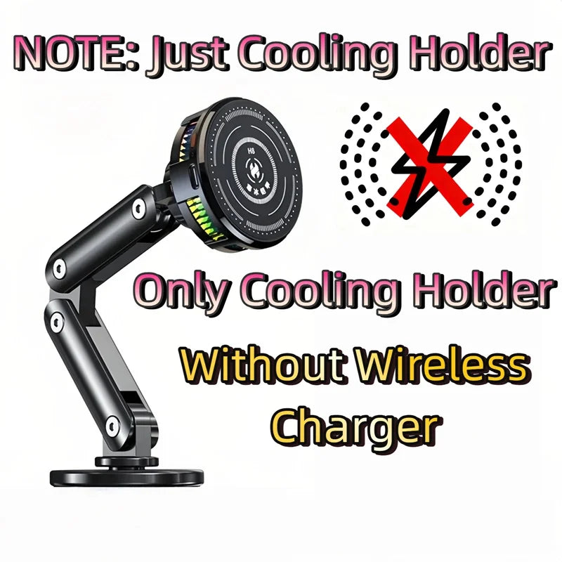 Universal Metal Car Magnetic Semiconductor Cooling Phone Holder RGB Light 3 Level Adjustable for iPhone 16 15 14 13 12 Samsung