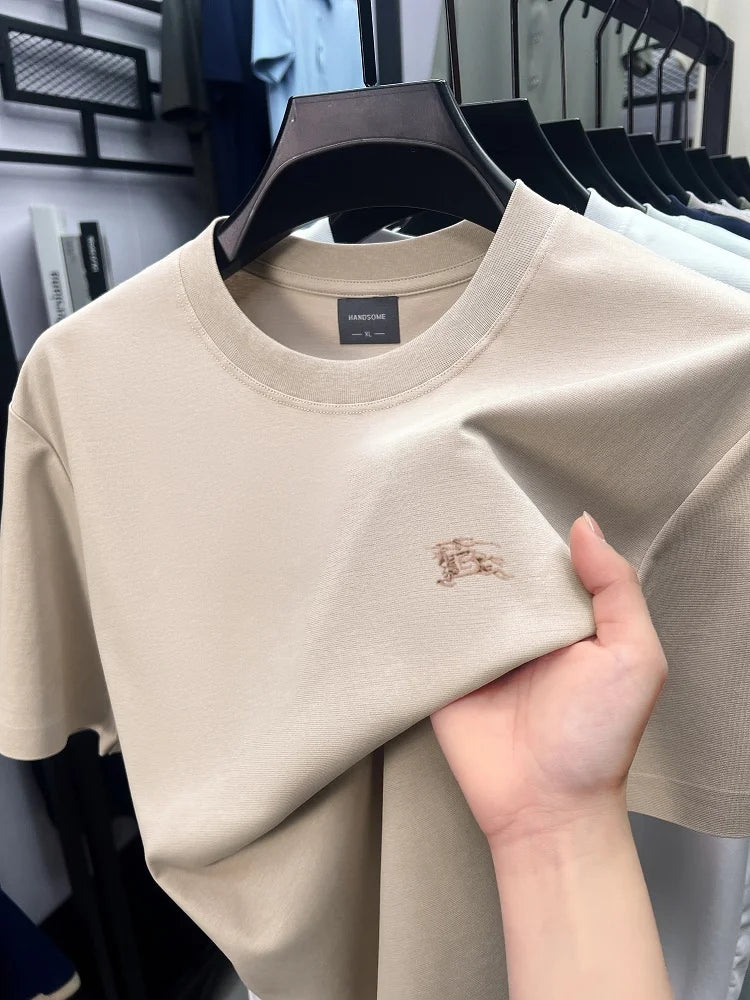 Luxury brand breathable cotton short sleeved exquisite Paul Pony embroidered T-shirt summer comfort casual round neck men's wear
