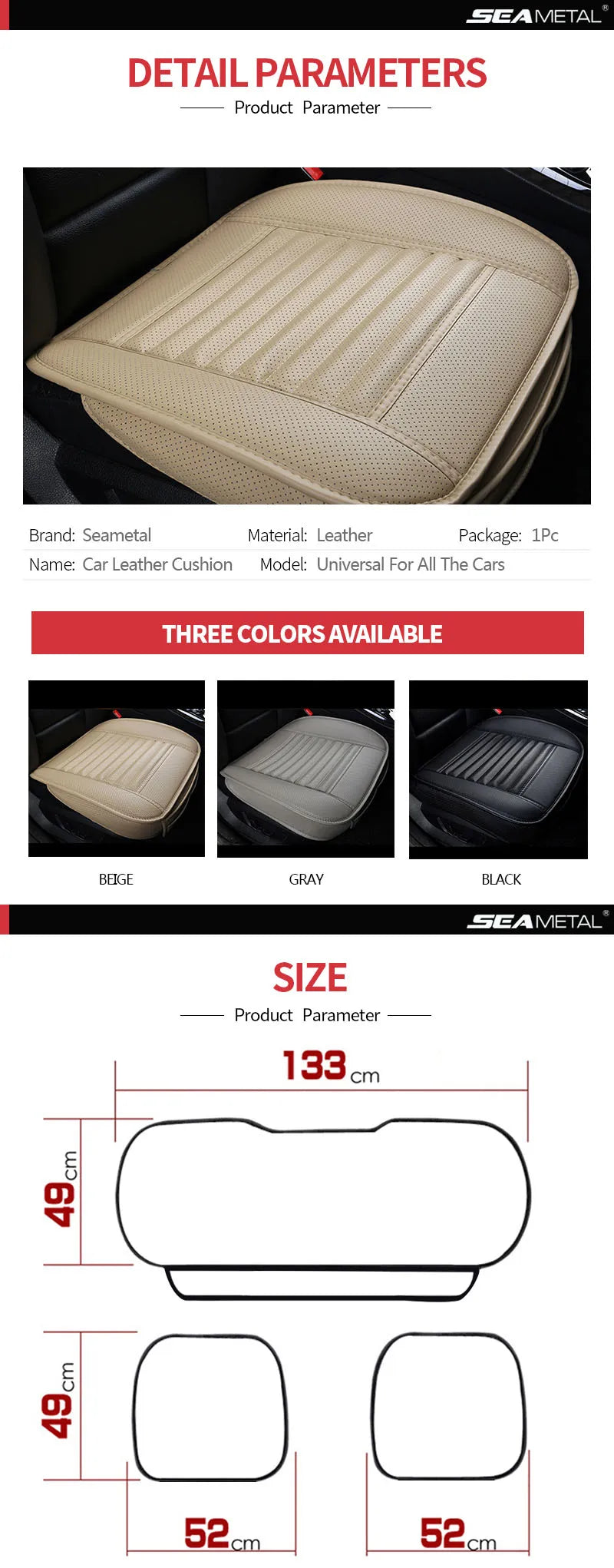SEAMETAL PU Leather Car Seat Cover Four Seasons Car Seat Protector Pad Mat Automobiles Seat-Cover Cushion for Car Accessories