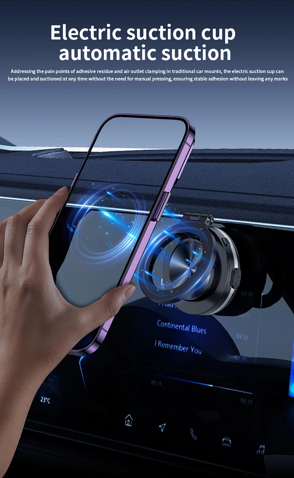 360°rotatable Car Magnetic Holder Intelligent Vacuum Adsorption Phone Stand Car Mount Windshield Magnetic Car Stable Bracket