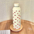 500ml Black Bow Heart-Shaped Stainless Steel Insulated Sports Water Bottle, Fitness Sports Cup, Suitable for Winter and Summer