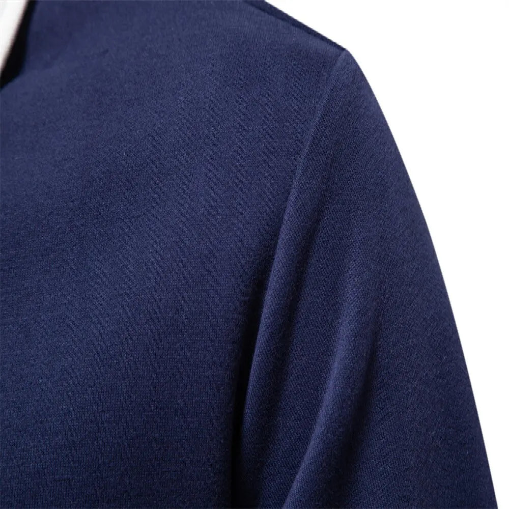 Men's Autumn Long-Sleeved POLO Collar European Size Sweater - Trendy, High-Quality, Casual, Versatile and Loose-Fit Top