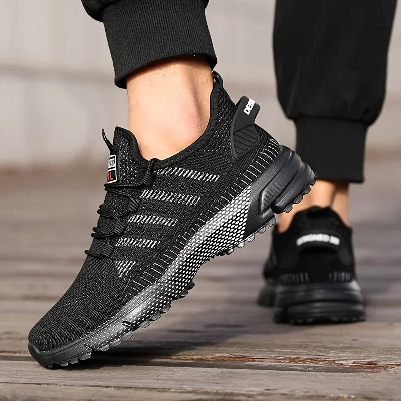 Mens All Season Breathable Mesh Sports Shoes Casual Stylish Non Slip EVA Sole Lace Up for Running Walking Outdoor Activities