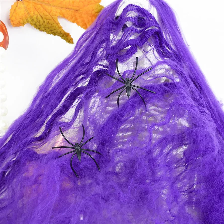 Halloween Decoration White Spider Web Artificial Stretchy Cobweb for Halloween Scary Home Party Scene Props Haunted House Decor