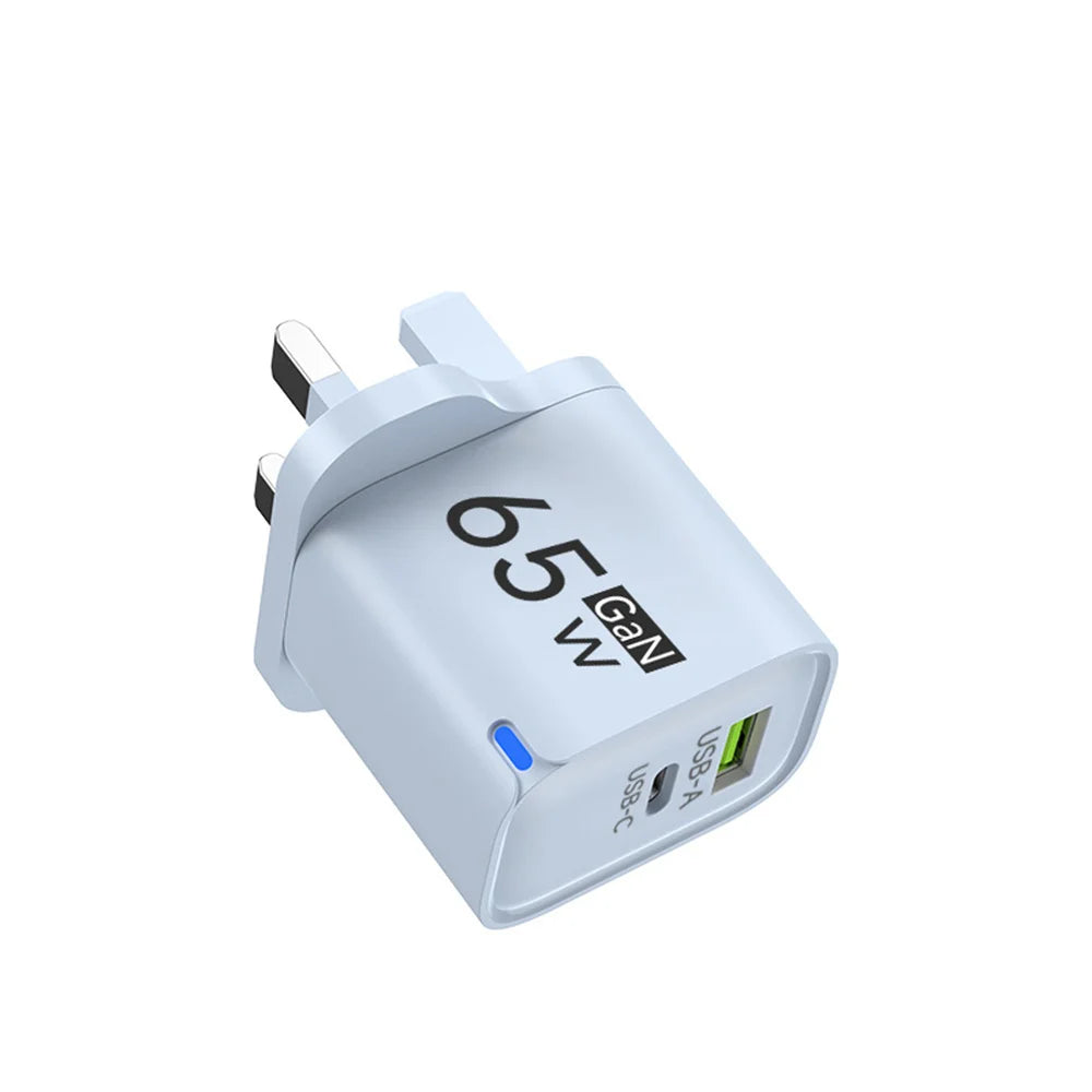 Cargador USB-C 65W Carga Rápida | Compatible iPhone, Samsung y Xiaomi
