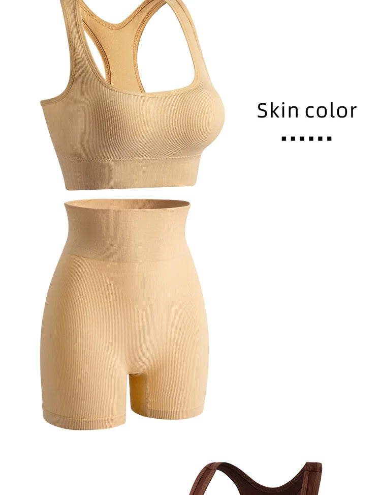 1Set Womens Underwear Set Wireless Lingerie Panties Bra Female Sexy Seamless Tank Crop Top Lady Sports Fitness Yoga Clothing Set