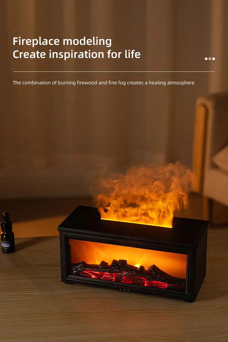 7 colors of essential oil fireplace diffuser mini flame aromatherapy fireplace humidifier aromatherapy oil diffuser AG-HY05