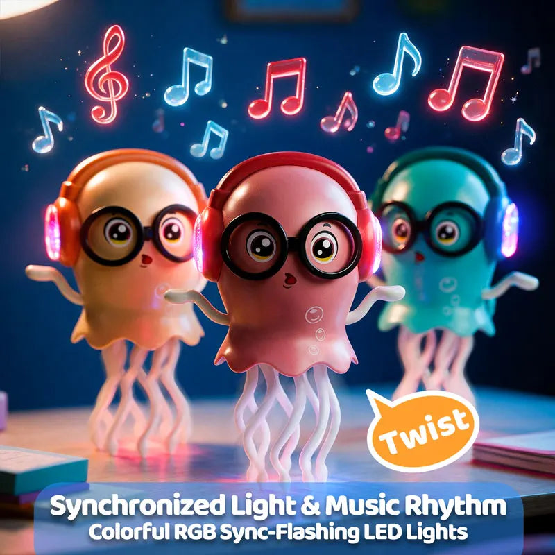 Electric Dancing Jellyfish Toy Obstacle Avoidance Robot Toy with Music 3D Flashing Light Interactive Sensory Play Toy Kids Gifts