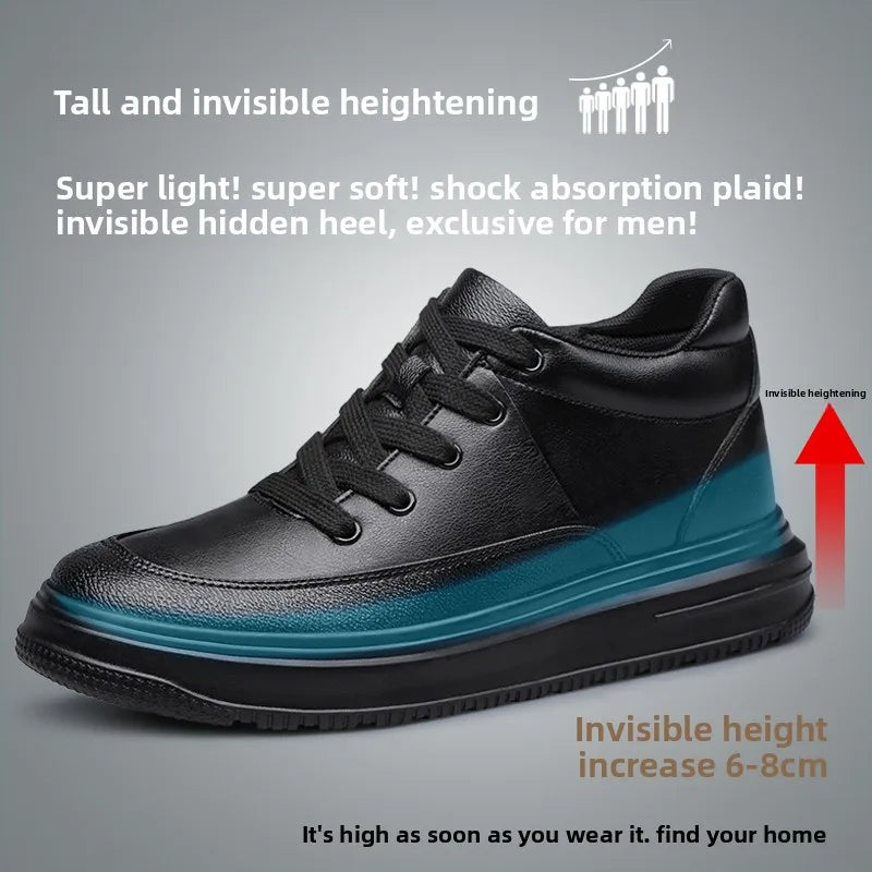 New Invisible Inner Height Increasing Men's Shoes 8cm Trendy Sports Shoes White Shoes British Height Increasing Casual Sneakers