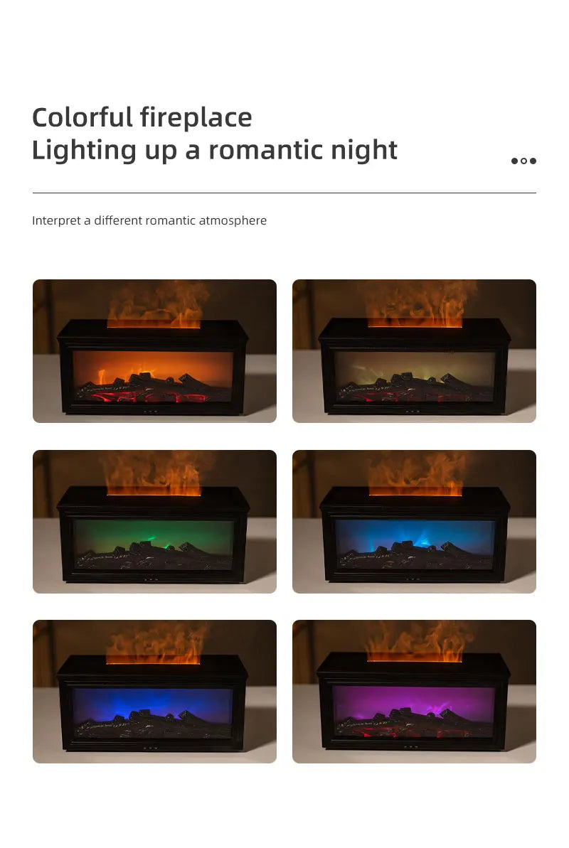 7 colors of essential oil fireplace diffuser mini flame aromatherapy fireplace humidifier aromatherapy oil diffuser AG-HY05