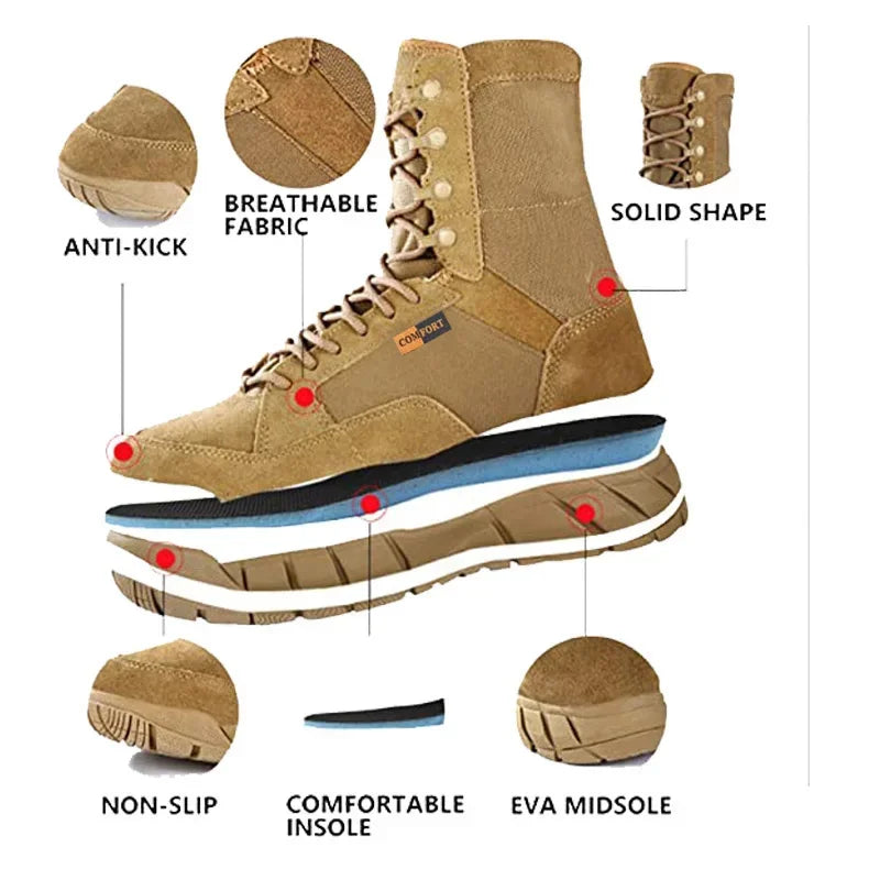Lightweight Men Tactical Shoes Combat Boots Training Lace Up Waterproof Outdoor Botas Hiking Breathable Shoe