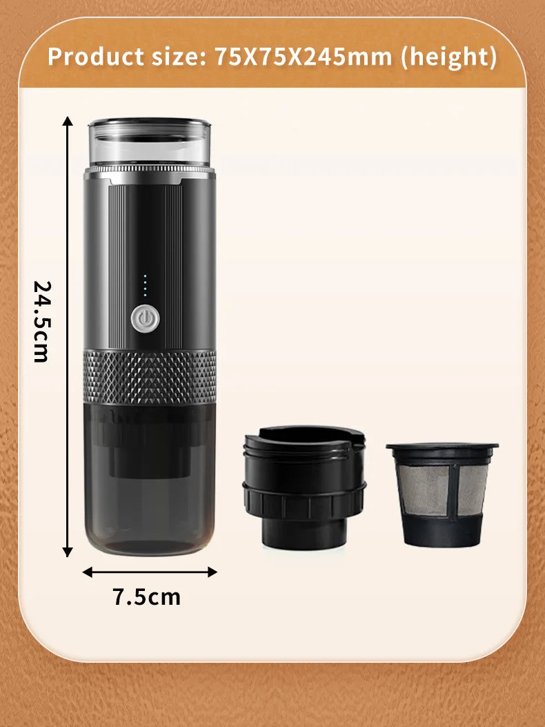 Electric Portable Coffee Maker Capsule Grind-and-Brew Compatible with Ground Coffee K-Cup Pods Single Cup Coffee Maker