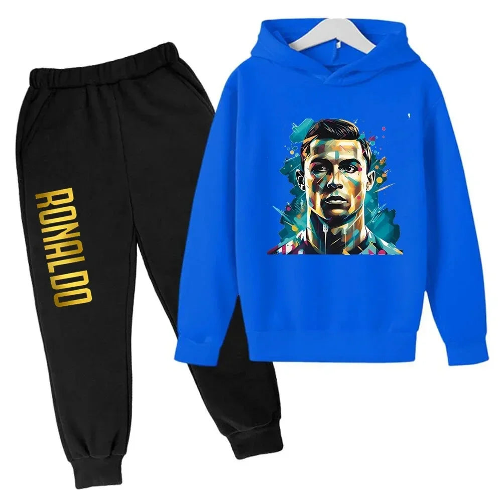 Ronaldo CR7 Print Football Idol Clothing Children Hoodie 2pcs Set Pants Suit Kids Boys Tracksuit Girls Clothing Sport Tracksuits