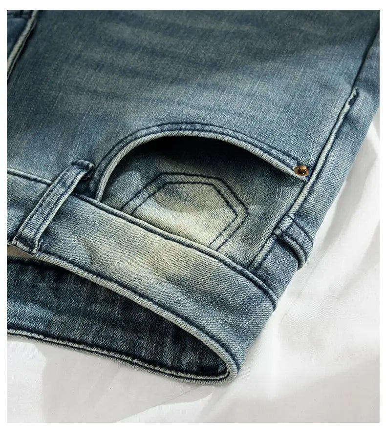 Autumn Winter Thickened Fleece-Lined Vintage Straight-Leg Jeans Women's Slimming Hip-Hiding Elastic Micro-Flared Cotton Trousers