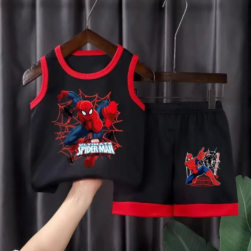 2026 Summer New Breathable Boys Vest Sets Children's Fashion Cartoon Sleeveless Top Shorts Two Piece Sets Kids Casual Outfits