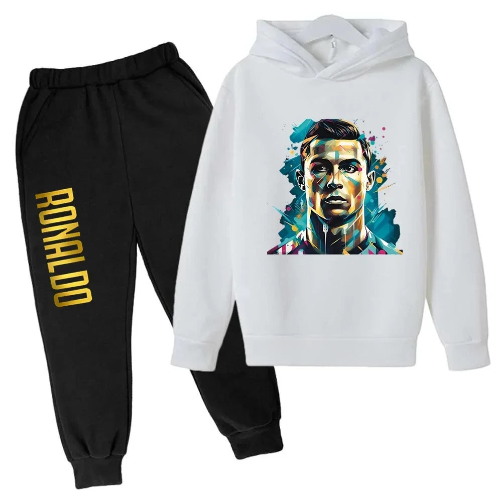Ronaldo CR7 Print Football Idol Clothing Children Hoodie 2pcs Set Pants Suit Kids Boys Tracksuit Girls Clothing Sport Tracksuits