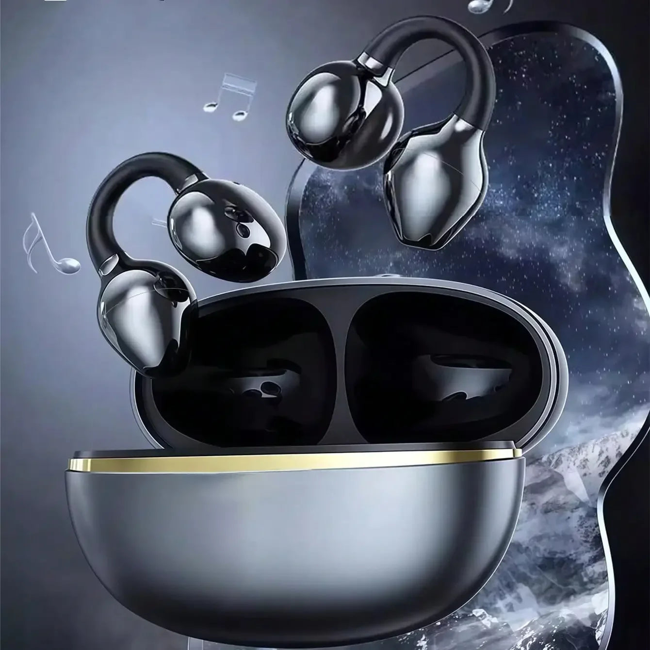 NEW Bluetooth 5.3 Wireless Bone Conduction Headphones Clip Ear Music Noise Canceling Headset HD Call Sports Gaming Earphone