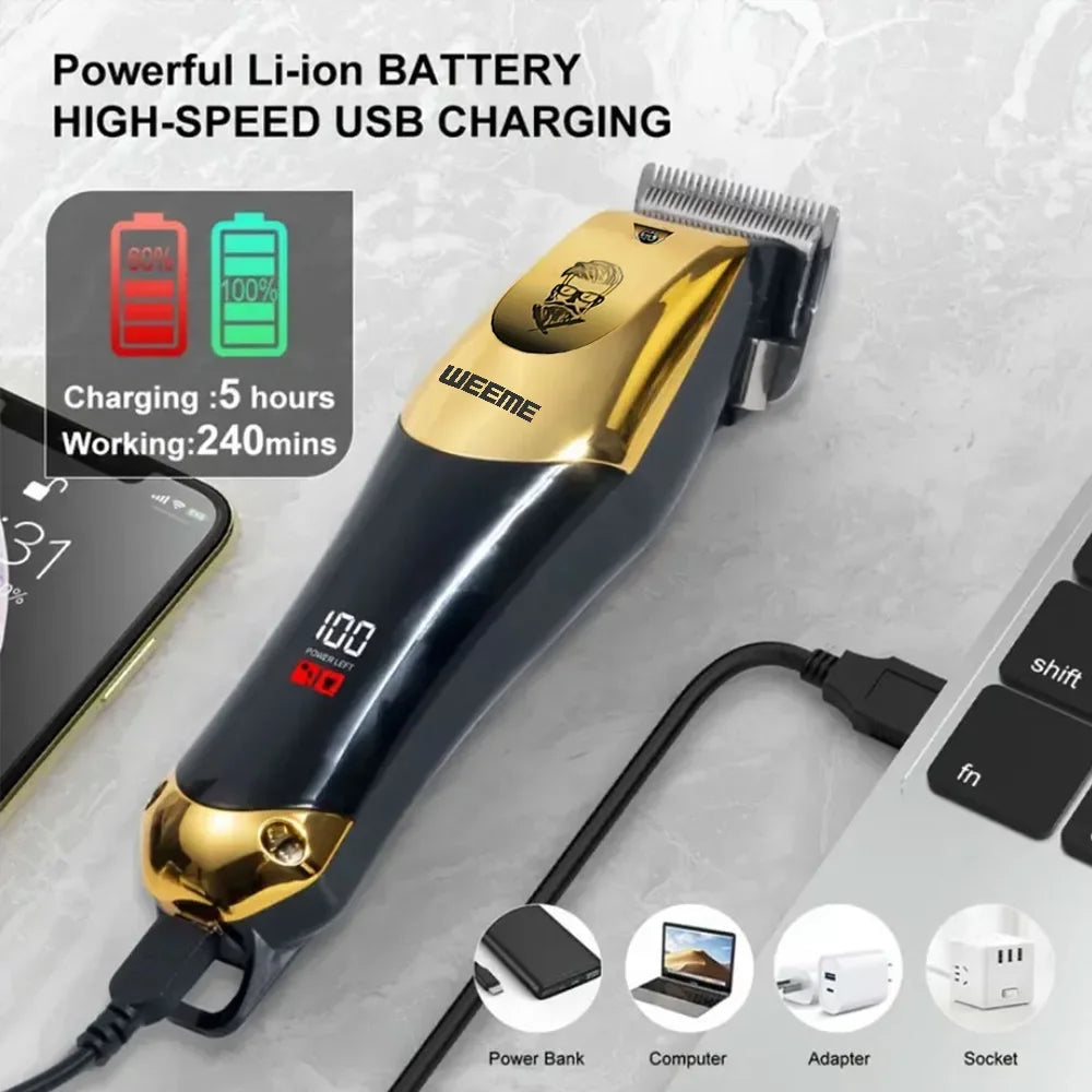 2026 Hair Cutting Machine Electric Vintage Hair Clipper Cordless Shaver Barber USB Fast Charging Hair Trimmer For Hairdresse