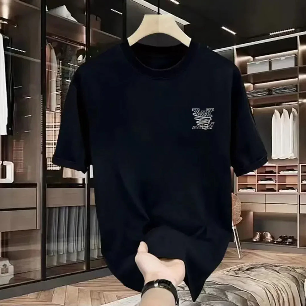 Men's Luxurious Brand Letter Print T-Shirt Short-Sleeved T-Shirt High-Quality Men's Clothing Streetwear