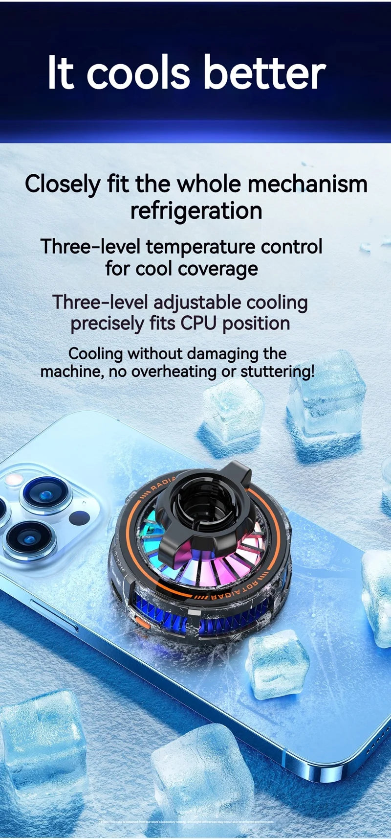Universal Metal Car Magnetic Semiconductor Cooling Phone Holder RGB Light 3 Level Adjustable for iPhone 16 15 14 13 12 Samsung