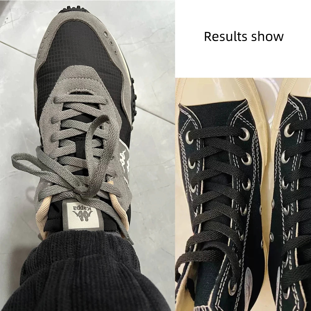 HIBERNI Replacement Shoelaces for Adidas/Nike Sneakers 100-160cm Black/Gray | Durable Flat Laces for Men Women 1pair