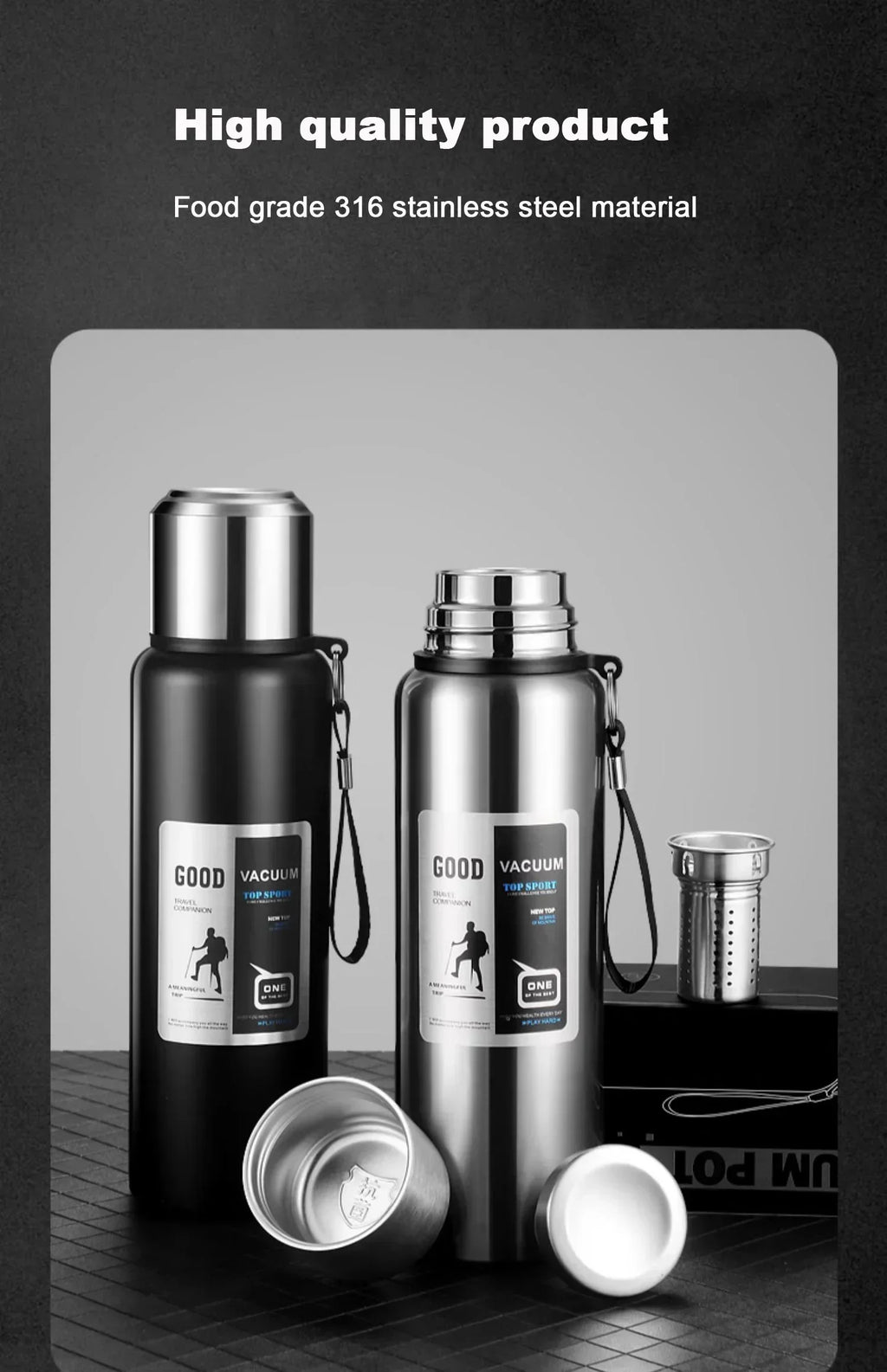 Large Capacity Stainless Steel Insulated Tumbler Cold Heat Retention Travel Thermal Mug Flask For Coffee Tea Water Outdoor Daily