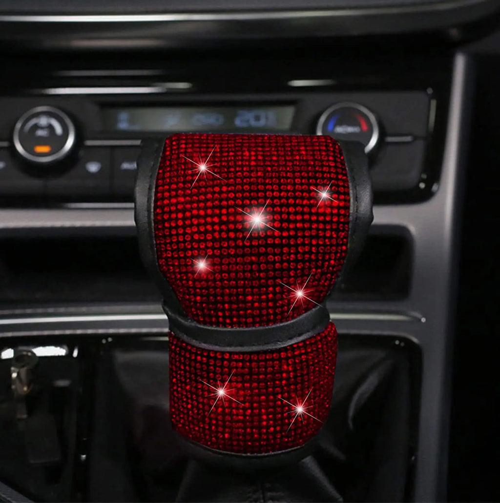 38cm Bling Car Accessories Set For Women Rhinestones Steering Wheel Cover Safety Belt Covers Gear Shift Cover Diamond Cup Pads