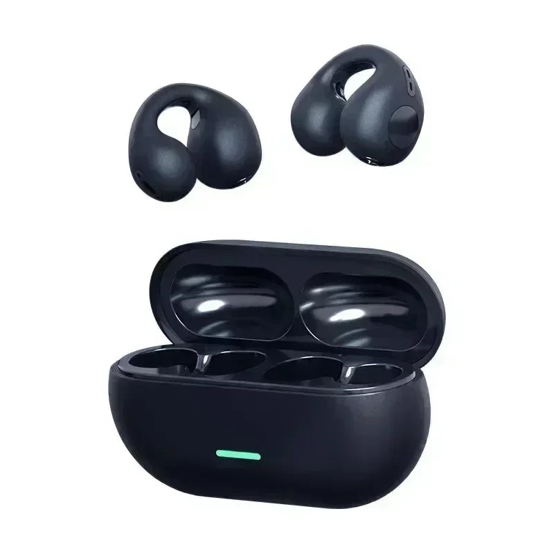 Wireless Ear Clip On Earphone Bluetooth-Compatible 5.3 Noise Canceling HiFi Stereo Headset Clip On Headphone for Running Fitness