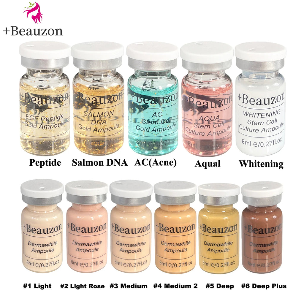 8ml BB Cream Hyaluronic Acid Facial Glow Serum Ampoule Essence Peptide Moisturizing Foundation Skin Rejuvenation Care Beauzon