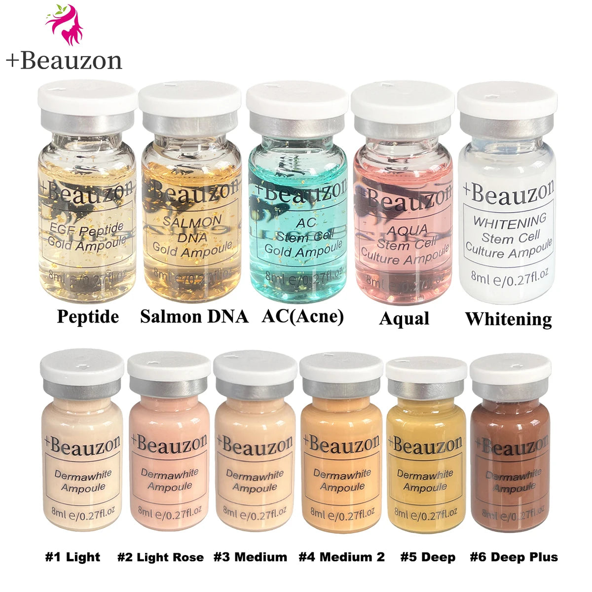 8ml BB Cream Hyaluronic Acid Facial Glow Serum Ampoule Essence Peptide Moisturizing Foundation Skin Rejuvenation Care Beauzon