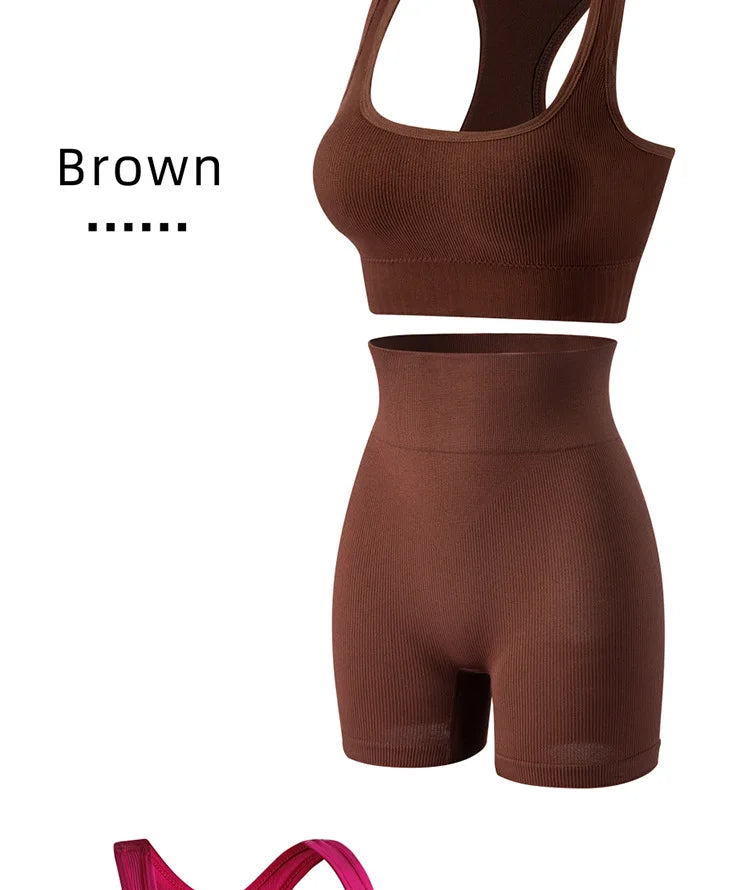 1Set Womens Underwear Set Wireless Lingerie Panties Bra Female Sexy Seamless Tank Crop Top Lady Sports Fitness Yoga Clothing Set