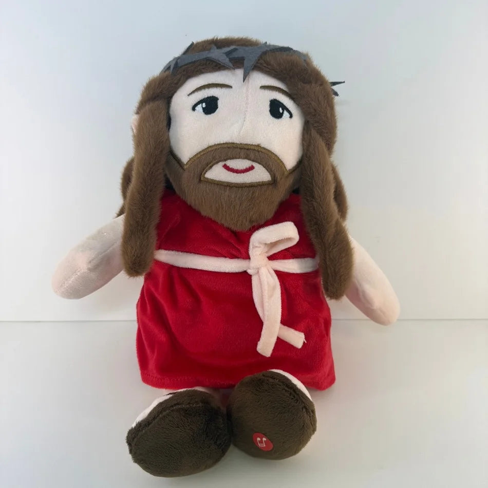 New Can Soothing Breathing Doll Red Robe Jesus/Maria Plush Toys Music Light Soothe Sleep Companion Hug pillow Doll Christma Gift