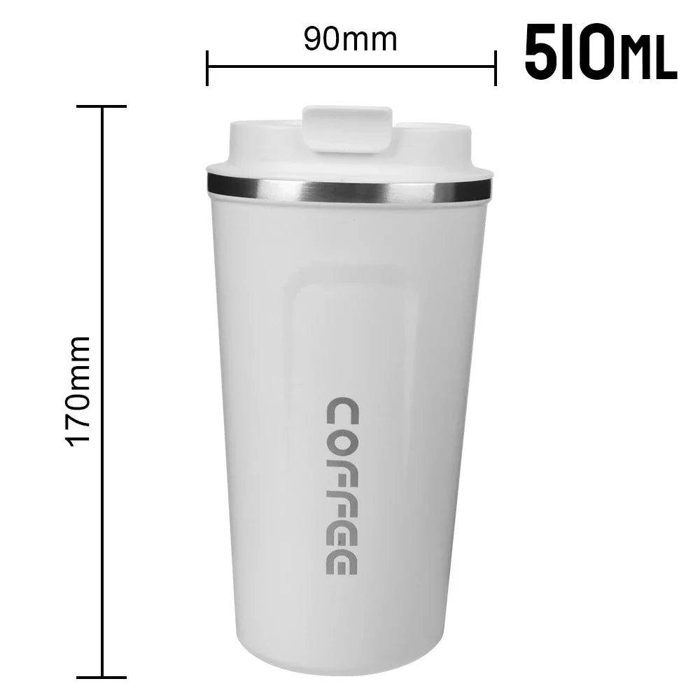 380/510ML Double‑Wall Stainless Steel Insulated Coffee Mug, Leak‑Proof Car Travel Tumbler for Home Outdoor Tea Water Drinking
