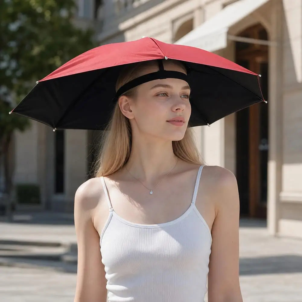 Hands Free Umbrella Hat Black Coating UV Protection Foldable Sun Shade Caps Waterproof Headwear For Fishing Hiking Camping