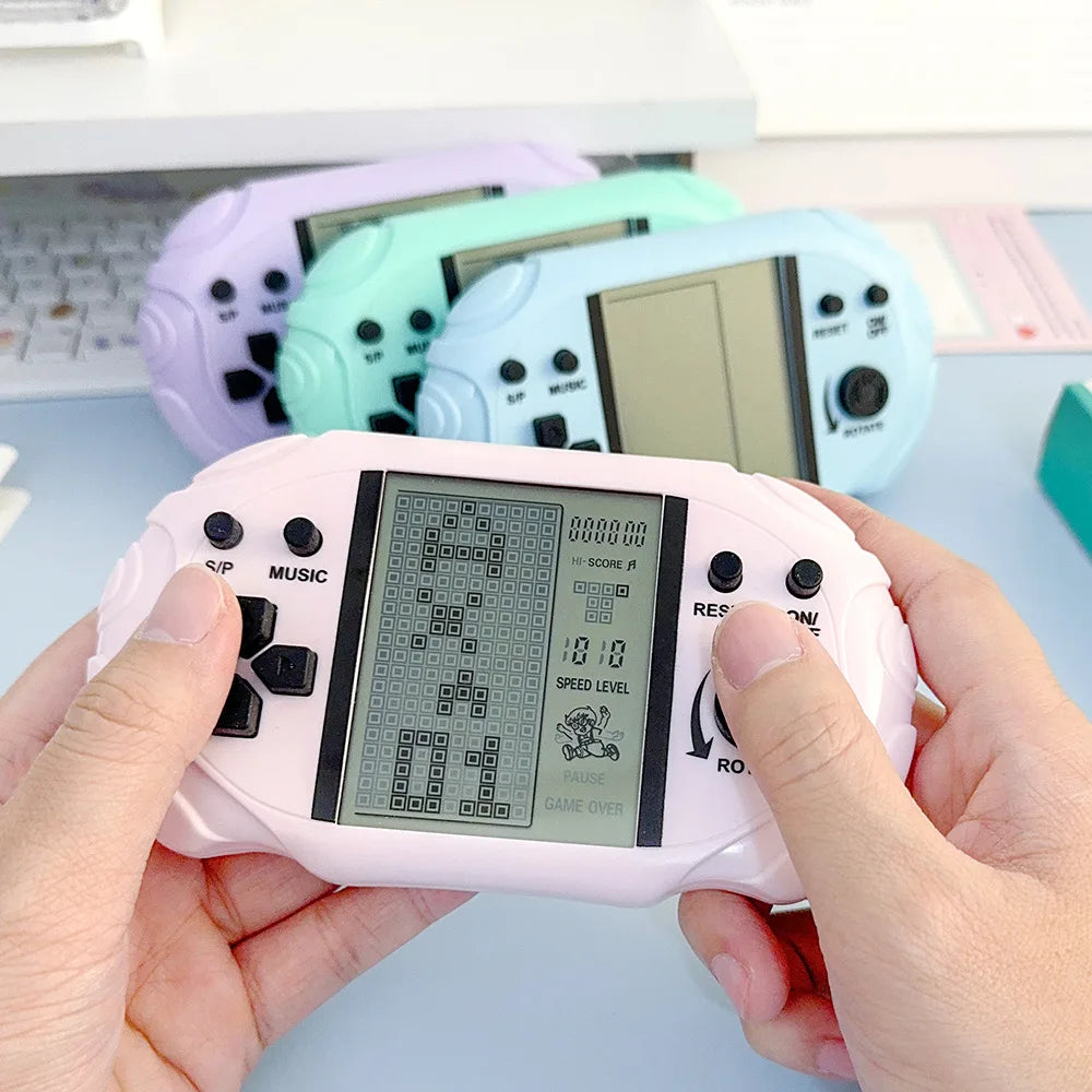 1/2/3 PCS Popular Kawaii Pastel Handheld Tetris Game Console Design Large Display Retro Pocket Game Ornament Backpack Decor Toy