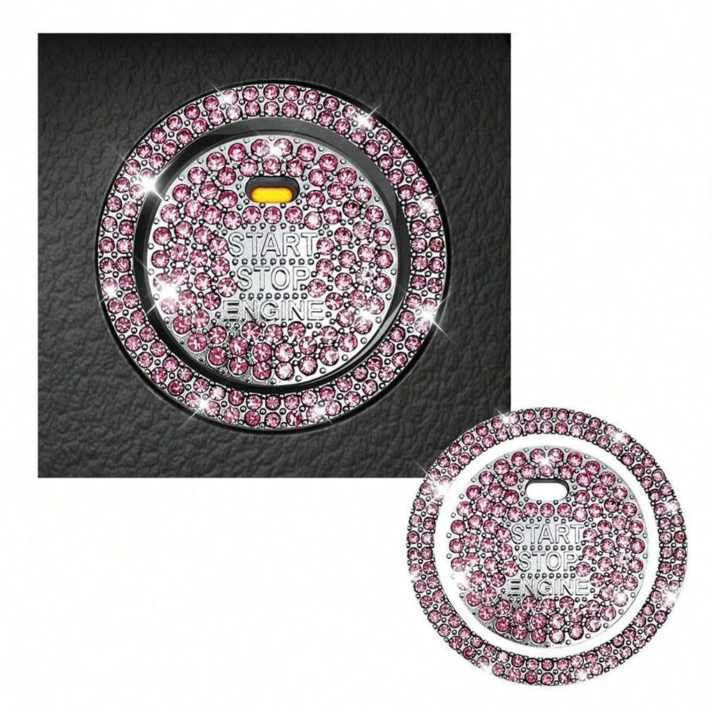 1 Piece Shiny Car Start Button Cover, Shiny Rhinestone Loop, Easy Installation, Universal Vehicle Start Button Protective Cover