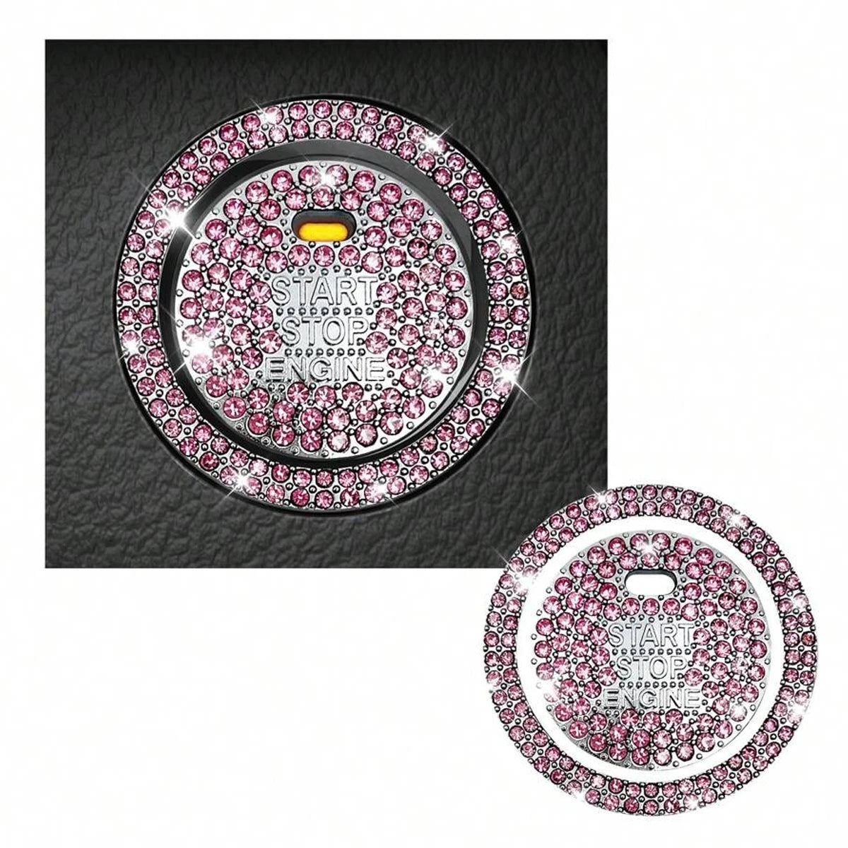 1 Piece Shiny Car Start Button Cover, Shiny Rhinestone Loop, Easy Installation, Universal Vehicle Start Button Protective Cover
