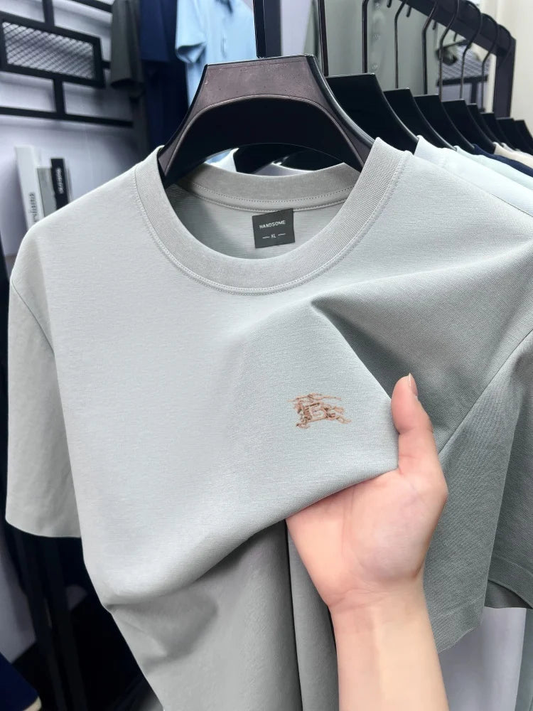 Luxury brand breathable cotton short sleeved exquisite Paul Pony embroidered T-shirt summer comfort casual round neck men's wear