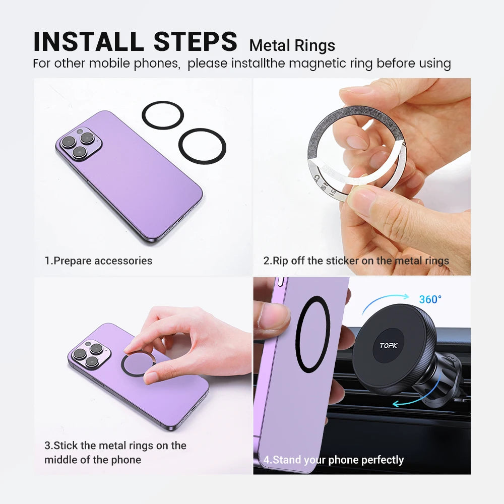 TOPK Magnetic Phone Holder Car Magnetic Car Phone Holder Mag-Safe Car Mount Powerful Air Vent ABS Stand For Smartphones