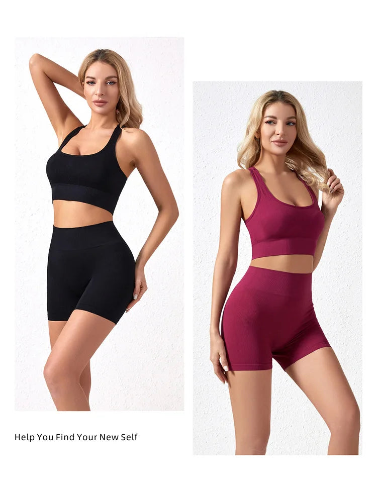 1Set Womens Underwear Set Wireless Lingerie Panties Bra Female Sexy Seamless Tank Crop Top Lady Sports Fitness Yoga Clothing Set