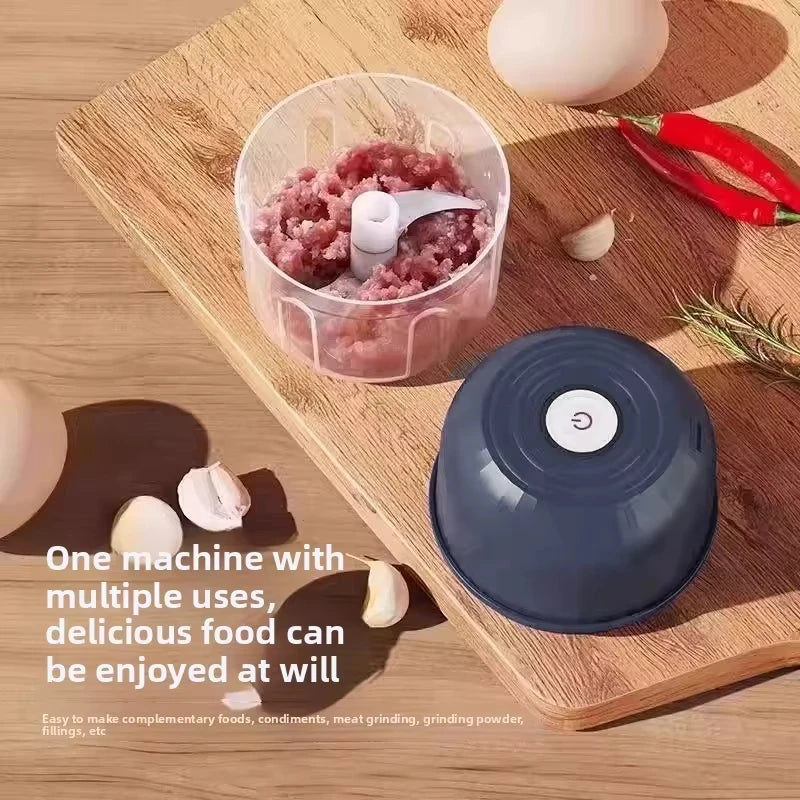 260ML Electric Meat Grinder, Rotary Garlic Grinder, Vegetable and Onion Chopper, Wireless Rechargeable Kitchen Cooking Mixer