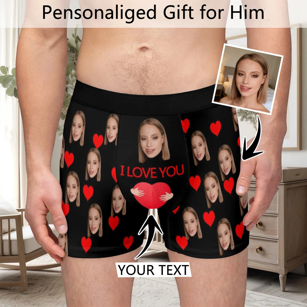 Personalized Facial Photo Customization Flat Underwear Customization Men's Valentine's Day Gift for Husband Gift for Father