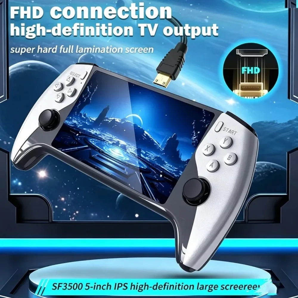 New SF3500 Retro Handheld Video Game Console Linux System 5.0 Inch 854*480 IPS Screen 3000mAh Portable Pocket Video Player Games