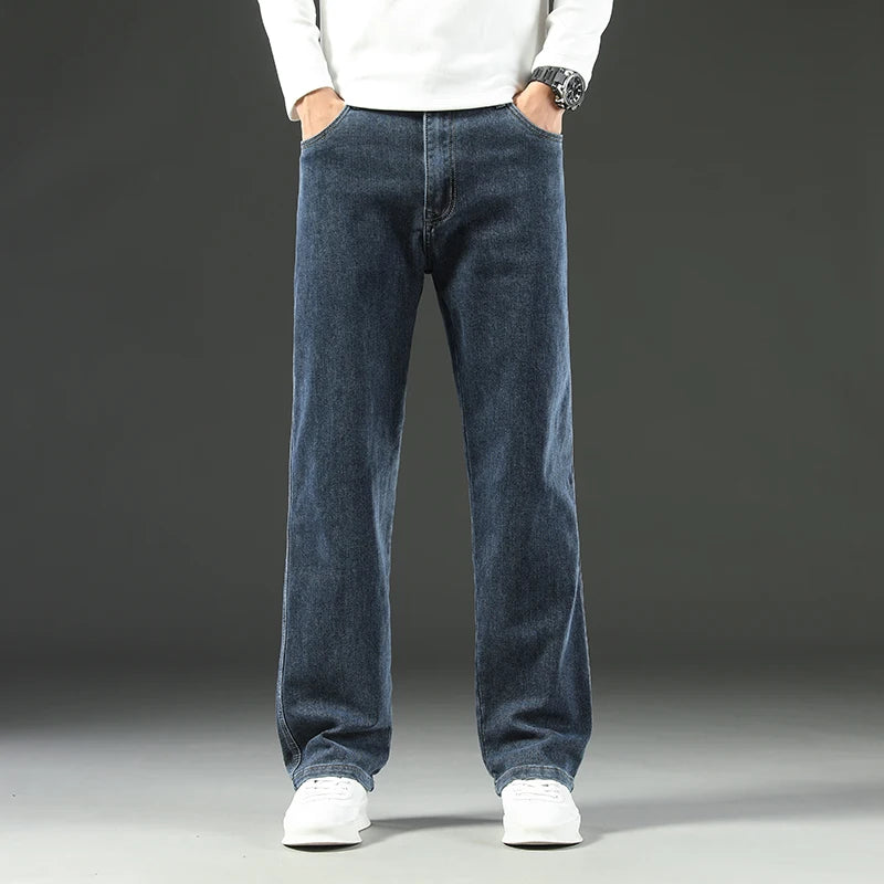 2026 New Y2K  Autumn and Winter Baggy  Jeans Men's  Loose Straight Wide-leg Business Trousers Mens Clothing