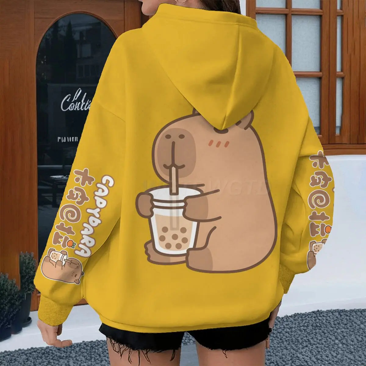 Cartoon Capybara Design Hoodies Women Men Long Sleeve Sweatshirt Spring Autmn Fun Animal Capybara Pullover Girls Cute Hoody