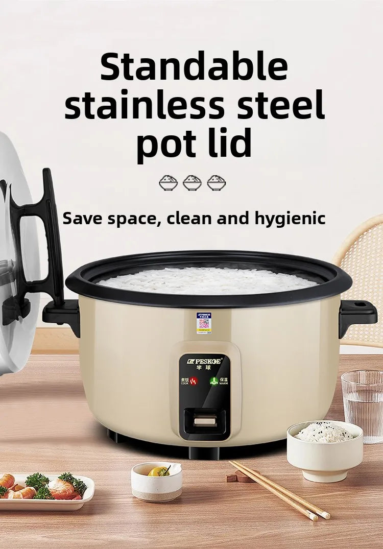 Large capacity 13L old-style rice cooker for 10-15-20 people, suitable for canteens, restaurants, and commercial use.