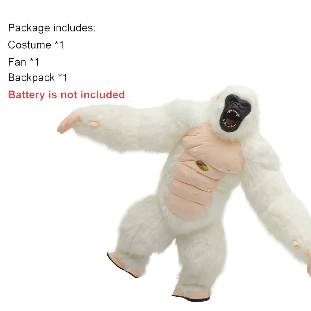SAYGO Inflatable Multi Color King Kong Adult Cosplay Halloween Costume Plush Animal Mascot Carnival Dress Set Fur Gorilla Set