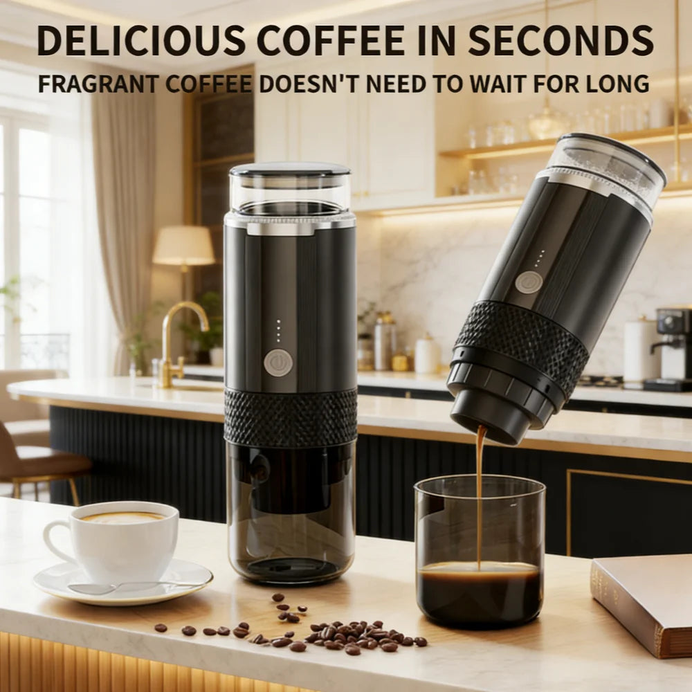 Electric Portable Coffee Maker Capsule Grind-and-Brew Compatible with Ground Coffee K-Cup Pods Single Cup Coffee Maker