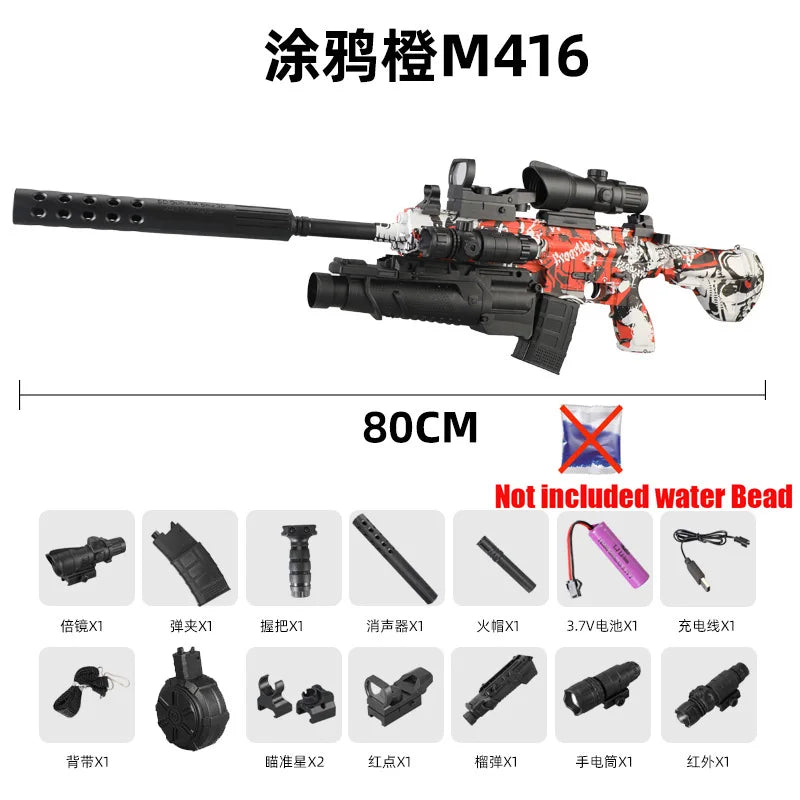 416 Fully Equipped Manual-Automatic Toy Gun That Can Fire 7-8mm Hydrogel Bullets, Boy's Toy with Manual Infrared Feeding Style, New Year Gift