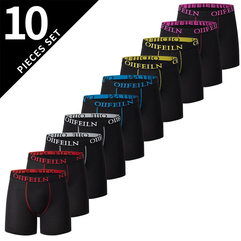 5/10 Pack Multi-size Teenagers To Adults Men's Boyshort Leisure Sports Joker Elastic Waist Long Men's Underwear Can Be Parent-ch